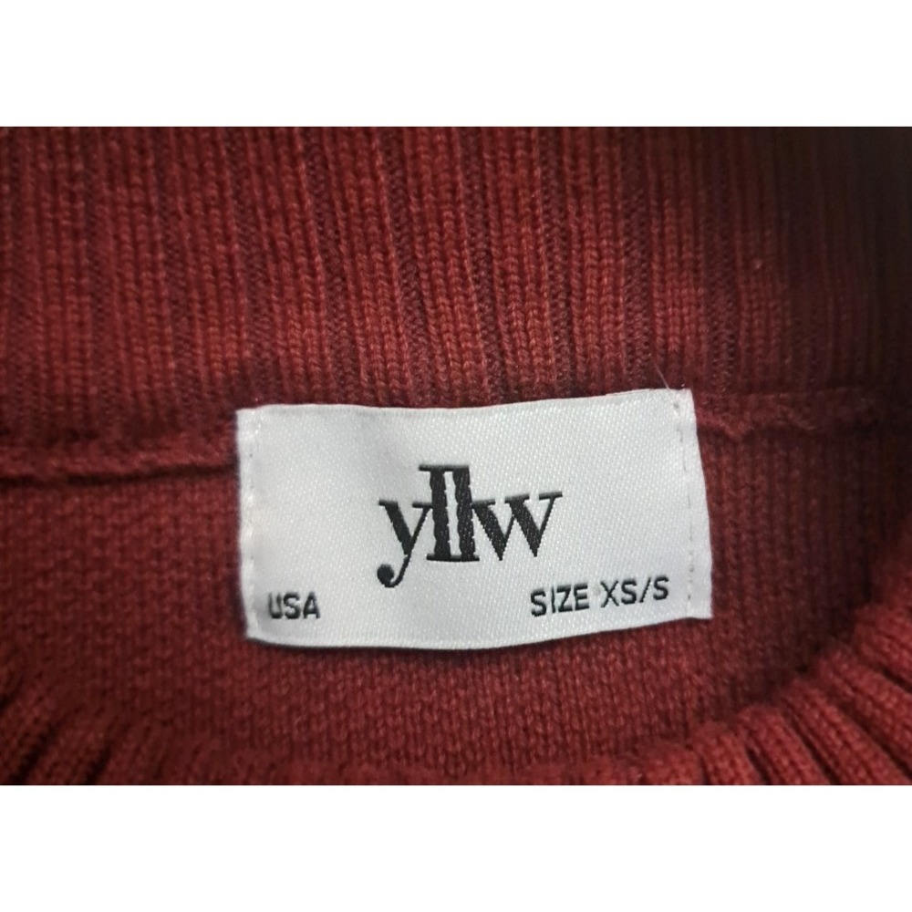 YLLW  Set Colorblock Size XS/S Burgundy Orange Knit‎ Cropped Top Flare Pants - Picture 10 of 12